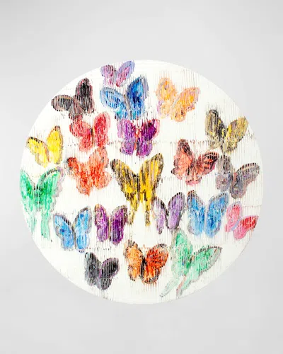 Hunt Slonem Spring Butterflies Lacquer Placemat, 15"dia In Multi