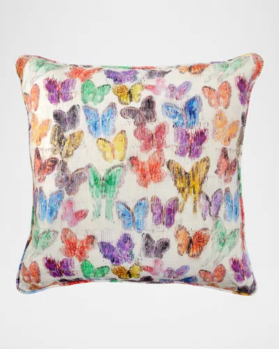 Hunt Slonem Spring Butterflies Linen Decorative Pillow, 22"