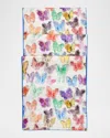 Hunt Slonem Spring Butterflies Reversible Linen Table Runner, 15" X 108" In Multi Color