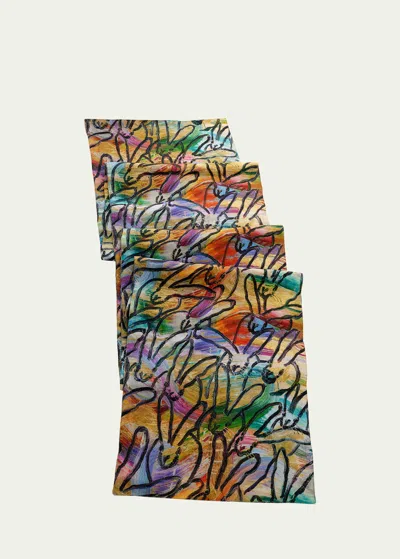 Hunt Slonem Wonderland Printed Linen Table Runner In Multi