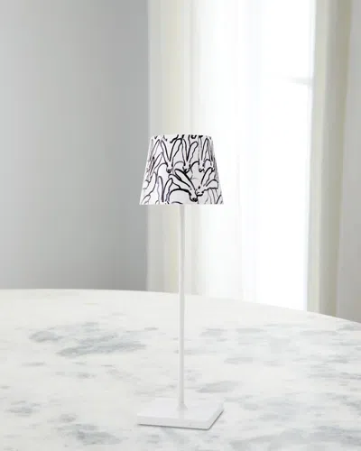 Hunt Slonem X Zafferano Poldina Pro Rechargeable 15" Table Lamp, White Rabbit Run