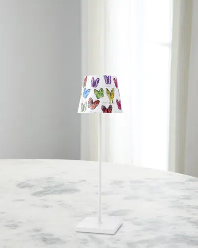 Hunt Slonem X Zafferano Poldina Pro Rechargeable 15" Table Lamp, White Spring Butterflies In Multi