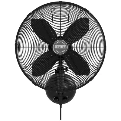 Hunter 16" Wide  Oscillating Matte Black Wall Mounted Fan