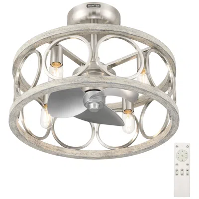 Hunter 22 Inch Haven Brushed Nickel Fandelier With Light And Remote