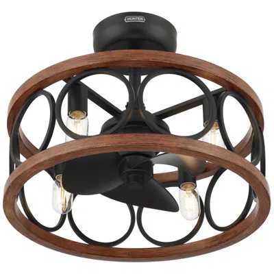 Hunter 22 Inch Haven Matte Black Fandelier With Light And Remote