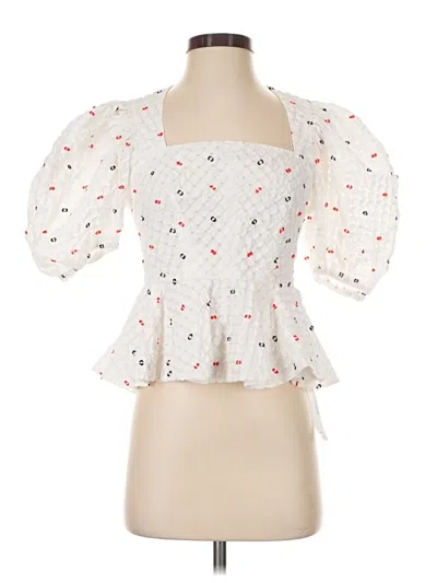 Pre-owned Hunter 3/4 Sleeve Blouse In White