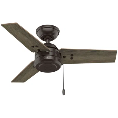 Hunter 36" Cassius Noble Bronze Fan With Warm Grey Oak/dark Gray Oak Blades In Green