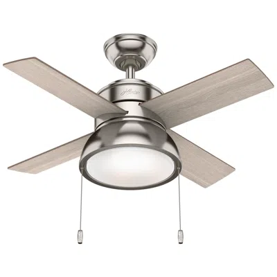 Hunter 36"  Loki Brushed Nickel Ceiling Fan With Led Light Kit In Neutral