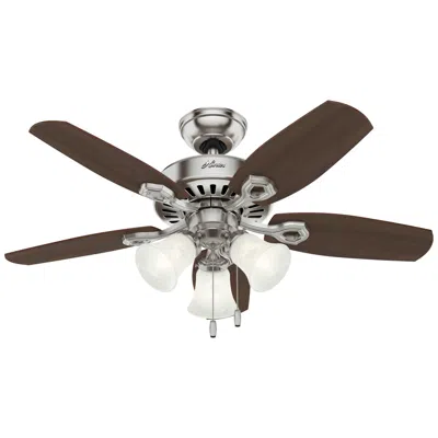 Hunter 42"  Builder Brushed Nickel Ceiling Fan With Led Light Kit In Brown