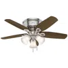 Hunter 42"  Builder Brushed Nickel Led Hugger Ceiling Fan In Brown