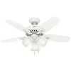 Hunter 42"  Builder Led Snow White Ceiling Fan With Pull Chain In White