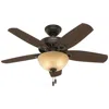 Hunter 42"  Builder New Bronze Ceiling Fan With Led Light Kit And Pull In Brown