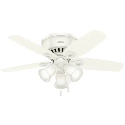 Hunter 42"  Builder Snow White Low Profile Ceiling Fan With Led Light K In Neutral