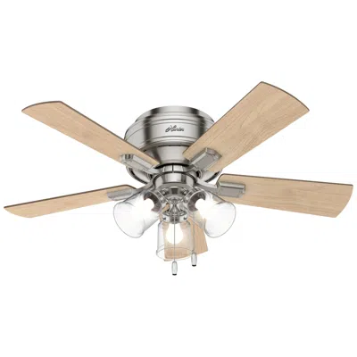 Hunter 42"  Crestfield Brushed Nickel Low Profile Ceiling Fan With Led In Neutral