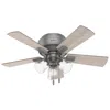 Hunter 42"  Crestfield Matte Silver Led Ceiling Fan With Pull Chain In Gray