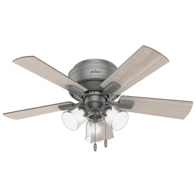 Hunter 42"  Crestfield Matte Silver Led Ceiling Fan With Pull Chain In Gray