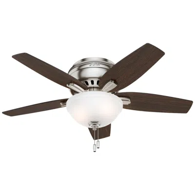 Hunter 42"  Newsome Brushed Nickel Lp Ceiling Fan With Led Light Kit In Brown
