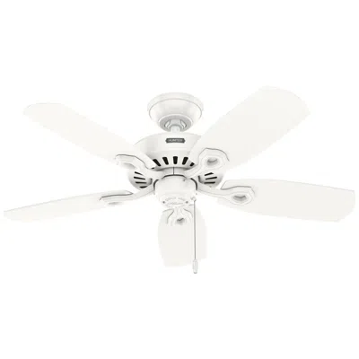 Hunter 42 Inch Builder Elite Fresh White Ceiling Fan And Pull Chain In Neutral