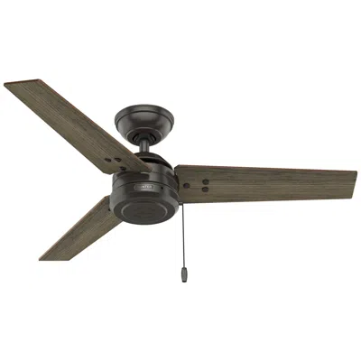 Hunter 44" Cassius Noble Bronze Fan With Warm Grey Oak/dark Gray Oak Blades In Black