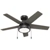 Hunter 44"  Burroughs Led Matte Black Ceiling Fan With Pull Chain In Black