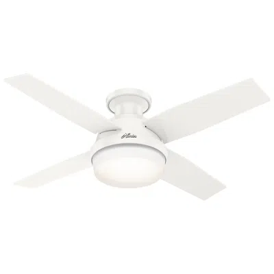 Hunter 44"  Dempsey Led Fresh White Damp Rated Ceiling Fan With Remote