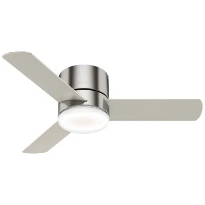 Hunter 44"  Minimus Brushed Nickel Led Ceiling Fan In Gray
