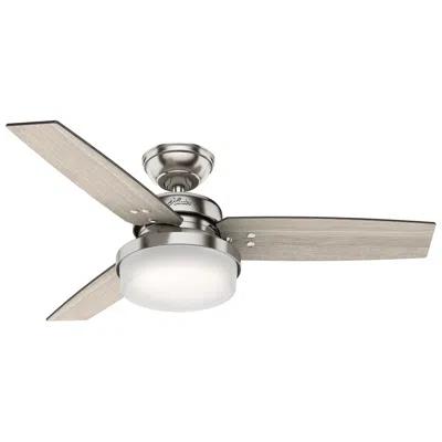 Hunter 44"  Sentinel Led 3-blade Brushed Nickel Ceiling Fan With Remote In Gray