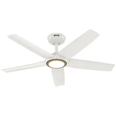 Hunter 44 Inch 5 Blade Zentech Wi-fi Fresh White Damp Rated Ceiling Fan
