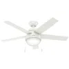 Hunter 46"  Anslee Led Fresh White Finish Ceiling Fan With Pull Chain In White