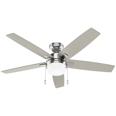 Hunter 52" Anisten Brushed Nickel With Matte Nickel/light Grey Oak Blades In Gray