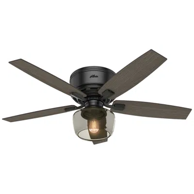 Hunter 52" Bennett Matte Black And Greyed Walnut Led Ceiling Fan In Gray