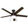 Hunter 52"  Anslee Led Bronze Ceiling Fan With Pull Chain In Brown