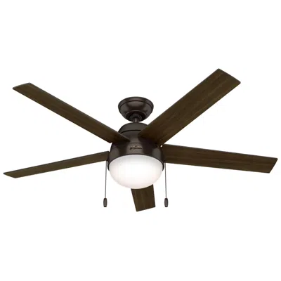 Hunter 52"  Anslee Led Bronze Ceiling Fan With Pull Chain In Brown