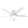 Hunter 52"  Anslee Led Fresh White Finish Ceiling Fan With Pull Chain In Gray