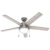 Hunter 52"  Anslee Led Matte Silver Ceiling Fan With Pull Chain In Gray