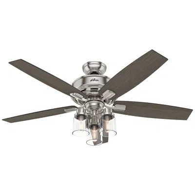 Hunter 52"  Bennett 3-light Led Brushed Nickel Ceiling Fan With Remote In Gray