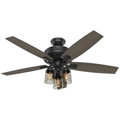 Hunter 52"  Bennett Matte Black Led Ceiling Fan In Gray