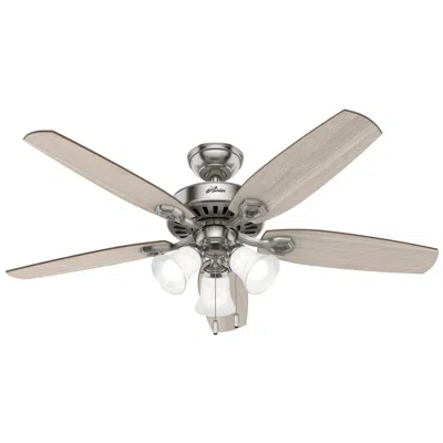 Hunter 52"  Builder Brushed Nickel Ceiling Fan With Led Light Kit In Gray
