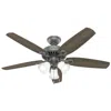 Hunter 52"  Builder Matte Silver Ceiling Fan With Led Light Kit In Brown