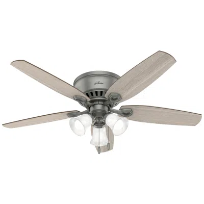 Hunter 52"  Builder Matte Silver Low Profile Ceiling Fan With Led Light In Gray