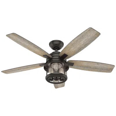 Hunter 52"  Coral Bay Noble Bronze Damp Led Ceiling Fan With Remote In Gray