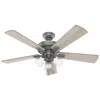 Hunter 52"  Crestfield Matte Silver Ceiling Fan With Led Light Kit In Neutral