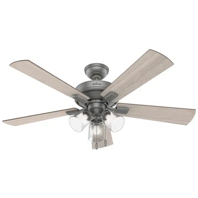 Hunter 52"  Crestfield Matte Silver Ceiling Fan With Led Light Kit In Neutral