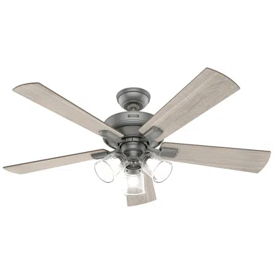 Hunter 52"  Crestfield Matte Silver Ceiling Fan With Led Light Kit In Gray