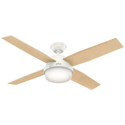 Hunter 52"  Dempsey Led Fresh White Indoor Ceiling Fan With Remote In Brown