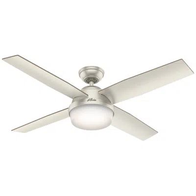 Hunter 52"  Dempsey Matte Nickel Damp Rated Led Ceiling Fan With Remote In Gray