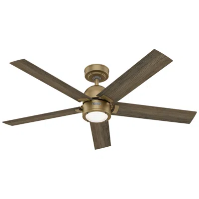 Hunter 52"  Erling Luxe Gold Led Ceiling Fan In Gray
