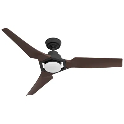 Hunter 52"  Eula Matte Black Led Ceiling Fan In Brown