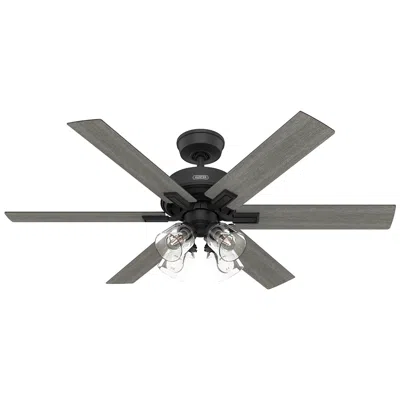 Hunter 52"  Fonthill Matte Black Led Ceiling Fan In Gray