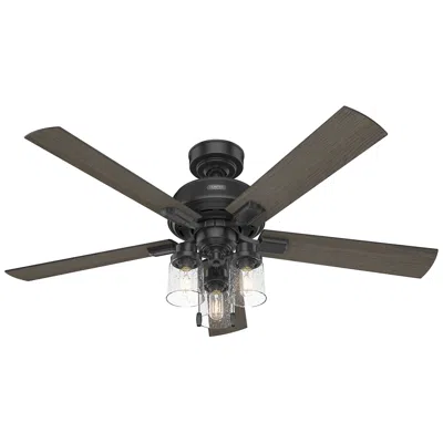 Hunter 52"  Hartland Matte Black Ceiling Fan With Led Light Kit